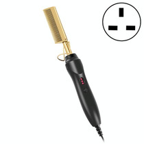 Multifunctional Comb Dry And Wet Dual-Use Curly Hair Straightening Stick Electric Perm Comb UK Plug(Golden)