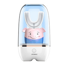 JIEWA Smart Sonic Charging Disinfection U-Shaped Toothbrush  Automatic Mouth-Type Children Electric Toothbrush 6-13 Years Old (Little Pig)