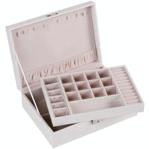 Multi-Layer Flip Cover With Lock Jewelry Box Solid Color Jewelry Desktop Storage Box(White)