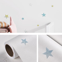 0.53 x 3m 3D Stars Moon Self-Adhesive Wallpaper Mediterranean Children Wall Sticker(1502 Beige)