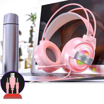 YINDIAO Q3 USB + Dual 3.5mm Wired E-sports Gaming Headset with Mic & RGB Light, Cable Length: 1.67m(Pink)