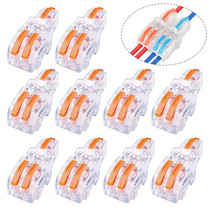 10 PCS Multi-Function Branch Wire Butt Copper Wire Quick Connection Terminal, Model: F12 Orange Handle One in Two Out