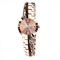 FNGEEN 5808 Women Fashion Steel Strap Quartz Watch Couple Watch(Brown Steel Coffee Surface)