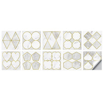 2 Sets Geometric Pattern Staircase Wall Tile Sticker Kitchen Stove Water And Oil Proof Stickers, Specification: S: 10x10cm(HT-014 Light Gold)