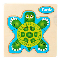 10 PCS Children Educational Animal Three-Dimensional Wooden Puzzle Toy(Tortoise)