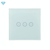 Wifi Wall Touch Panel Switch Voice Control Mobile Phone Remote Control, Model: White 3 Gang (Zero Firewire Wifi)