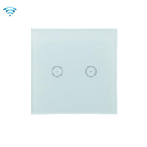 Wifi Wall Touch Panel Switch Voice Control Mobile Phone Remote Control, Model: White 2 Gang (Zero Firewire Zigbee)