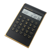 Ultra-Thin Gold Frame Solar Dual Power Arithmetic Calculator(Black)