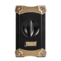 JIFENG 3 In 1 V Cigar Scissors Cigar Holder Cigar Cutter With Cigar Puncher(Gold Black)