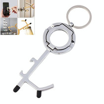 2 PCS EDC Door Opener Non-Contact Press Elevator Protection Keychain Pendant, Specification: OPP Packaging(Silver)