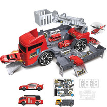 Children Toy Tractor Container Truck Simulation Parking Lot Car Model Set(Fire Engine)