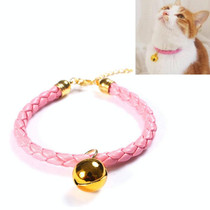 4 PCS Prepared PU Leather Adjustable Pet Bell Collar Cat Dog Rabbit Simple Collar Necklace, Size:M 25-30cm(Pink)