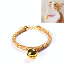 4 PCS Prepared PU Leather Adjustable Pet Bell Collar Cat Dog Rabbit Simple Collar Necklace, Size:S 20-25cm(Gold)