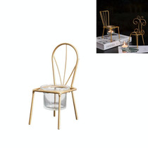 2 PCS Wrought Iron Chair Shaped Candle Holder Decoration Romantic Candle Light Table Decoration, Style:D(Gold)