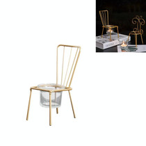 2 PCS Wrought Iron Chair Shaped Candle Holder Decoration Romantic Candle Light Table Decoration, Style:A(Gold)