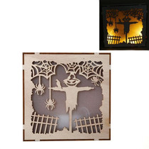Wooden Halloween Witch Pumpkin Haunted House LED Lights Three-Dimensional Ornaments(JM01497)