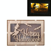 Wooden Halloween Witch Pumpkin Haunted House LED Lights Three-Dimensional Ornaments(JM01503)