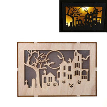 Wooden Halloween Witch Pumpkin Haunted House LED Lights Three-Dimensional Ornaments(JM01504)