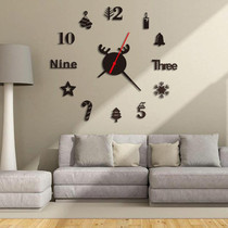 3 PCS Acrylic 3D Wall Clock DIY Living Room Bedroom Wall Background Decoration(Black)