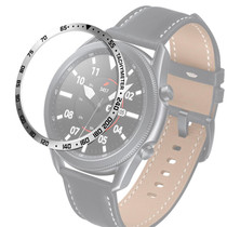 For Samsung Galaxy Watch 3 45mm Smart Watch Steel Bezel Ring, E Version(Silver Ring Black Letter)