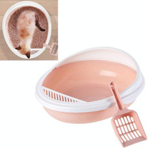 Pet Supplies Semi-Enclosed Detachable Splash-Proof Litter Box Cat Toilet with Cat Litter Scoop(Pink)