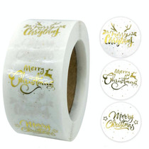 3 PCS  Roll TransparentHot Gold Stickers Christmas Stickers Holiday Gift Stickers, Size: 2.5cm / 1inch(K-21-25)