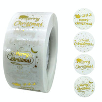 3 PCS  Roll TransparentHot Gold Stickers Christmas Stickers Holiday Gift Stickers, Size: 2.5cm / 1inch(K-25-25)