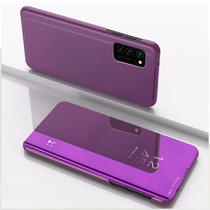 For Samsung Galaxy S20 FE 5G Plated Mirror Horizontal Flip Leather Case with Holder(Purple)