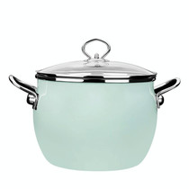 Enamel Soup Pot Uncoated Food Supplement Pot For Induction Cooker(Green)