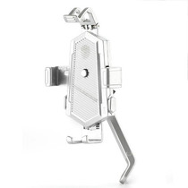 Bicycle Mobile Phone Holder Can Rotate And Adjust Fixed Aluminum Alloy Bracket Automatic Grab Bracket, Style:Rearview Mirror Installation(Silver)