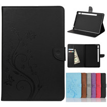 For Samsung Galaxy Tab S8 / Galaxy Tab S7 T870 / T875 Butterfly Flower Embossing Pattern Horizontal Flip Leather Case with Holder & Card Slots & Wallet(Black)