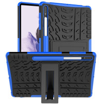 For Samsung Galaxy Tab S7 Lite T730 / T735 & S7+ T970 / T976B Tire Texture Shockproof TPU + PC Protective Case with Holder(Blue)