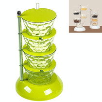 Kitchenware Storage Tank 4-layer Rotatable Vertical Seasoning Box Set With Spoon(Green)