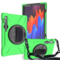 For Samsung Galaxy Tab S9 / Galaxy Tab S8 / Galaxy Tab S7 (2020) T870 Shockproof Colorful Silicone + PC Protective Case with Holder & Shoulder Strap & Hand Strap & Pen Slot(Green)