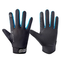 HSLEJP Outdoor Sports Breathable Touch Screen Antiskid Cycling Full Finger Gloves, Size: M(Black+Blue)