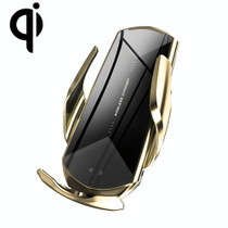 Q2 15W Universal Rotation Infrared Induction Magnetic Car Wireless Charging Mobile Phone Holder with Micro USB + 8 Pin + Type-C / USB-C Magnetic Connector(Gold)