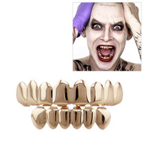 Hip Hop Accessories Gold Tooth Set Real Gold Plating Smooth Upper Eight Lower Six Denture Set(Rose Gold)