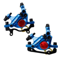 ZOOM HB100 Mountain Bike Hydraulic Brake Caliper Folding Bike Cable Pull Hydraulic Disc Brake Caliper, Style:Front and Rear(Blue)