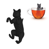 2 PCS Silicone Kitten Tea Maker Tea Leak(Black)
