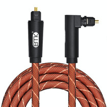 EMK 90 Degree Swivel Adjustable Right Angled 360 Degrees Rotatable Plug Nylon Woven Mesh Optical Audio Cable, Cable Length:1m(Orange)