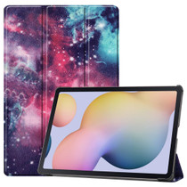 For Samsung Galaxy Tab S8+ / Tab S8 Plus /  Tab S7 FE / Tab S7+ Custer Painted PU Leather Case with Sleep / Wake-up Function & 3-Fold Holder(Galaxy Nebula)