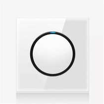 86mm Round LED Tempered Glass Switch Panel, White Round Glass, Style:One Open Dual Control