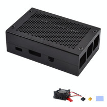 Aluminum Alloy Shell Grid Cooling Box For Raspberry Pi 3 Model B Pi 2/B + Black with Fan