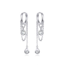 Sterling Silver Earrings Zircon Tassel Long Earrings S925 Girl Earrings jewelry