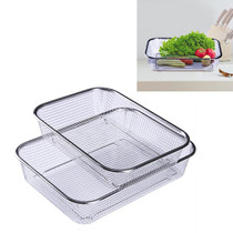 Household Creative Rectangular Kitchen Stainless Steel Fruit Vegetable Storage Basket Hollowed Drain Washing Box, Size:S