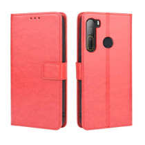 For HTC Desire 20 Pro Retro Crazy Horse Texture Horizontal Flip Leather Case , with Holder & Card Slots & Photo Frame(Red)