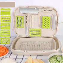 9 in 1 Folding Cutting Board Plastic Multi Function Household Cutting Board Kitchen Antibacterial Mildew Cutting Board Cutting Knife Set(Hollow Beige)