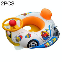 2 PCS Thickened Police Car Shape Children Water Swimming Ring Inflatable Swimming Seat with Steering Wheel, Size:60 x 60cm (Random Color Delivery)