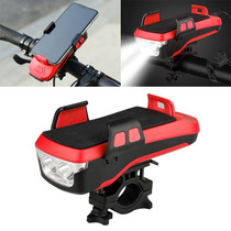 USB Charging Bicycle Light Front Handlebar Led Light   with Holder & Electric Horn2400mAh Battery(Red)