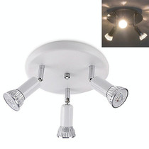 9W Round Three Head LED GU10 Ceiling Light Adjustable Mirror Front Spotlight, Emitting Color:Without Bulb(White)